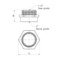 Перехідник Karro 2"х1 1/2" ВЗ нікельований KR-3117 Перехідник Karro 2"х1 1/2" ВЗ нікельований KR-3117