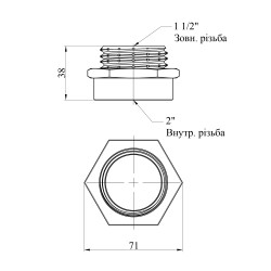 Перехідник Karro 2"х1 1/2" ВЗ нікельований KR-3117 Перехідник Karro 2"х1 1/2" ВЗ нікельований KR-3117