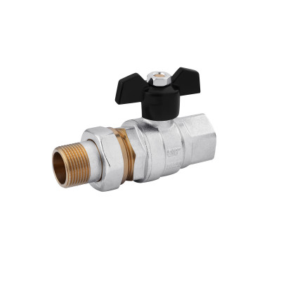 Кран-американка кульовий прямий Karro "Perfect" 3/4" ВЗ PN40 метелик, нікельований Кран-американка кульовий прямий Karro "Perfect" 3/4" ВЗ PN40 метелик, нікельований