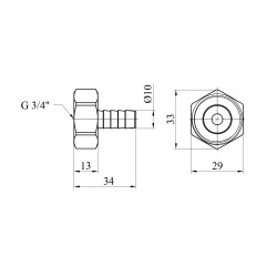 Штуцер Karro 3/4" РВ, D=10 мм нікельований KR-820