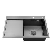 Комплект кухонна мийка Kroner Schwarze-7849RHM PVD + змішувач Edelstahl Klassisch-SCH03918 + дозатор Spender-026