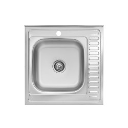 Кухонна мийка накладна Kroner KRP Satin - 6060L (0.6 мм)