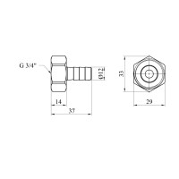 Штуцер Karro 3/4" РВ, D=12 мм нікельований KR-820