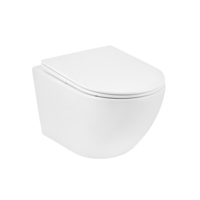 Унітаз підвісний безобідковий Kroner Harz WHI523632 RIMLESS з сидінням (KH523632WHIR)