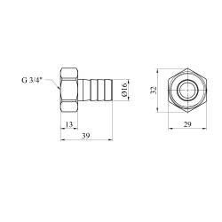 Штуцер Karro 3/4" РВ, D=16 мм нікельований KR-820
