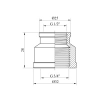 Муфта перехідна Karro 3/4"х1/2" ВВ нікельована KR-3122 Муфта перехідна Karro 3/4"х1/2" ВВ нікельована KR-3122