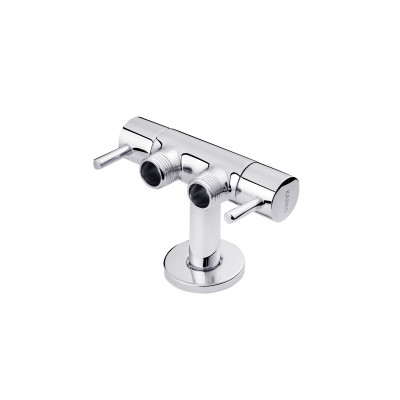 Кран приладовий для підключення Karro 1/2"x1/2"x1/2" ЗЗЗ на 2 виходи, хромований KR-3155