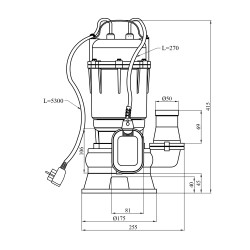 Насос фекальний Grandwater WQD-C-13-10-2,5 кВт