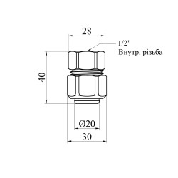 Муфта металопластикова Karro 20х1/2" РВ нікельована KR-0522