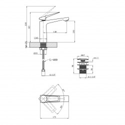 Змішувач для раковини Kroner KRP Ersel - GRP0110BV з донним клапаном Змішувач для раковини Kroner KRP Ersel - GRP0110BV з донним клапаном