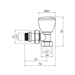 Комплект радіаторних кутових кранів верхні Karro 1/2" ВЗ білі