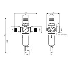 Фільтр самоочисний з редуктором тиску Karro 1" ЗЗ, латунний KR-8800 Фільтр самоочисний з редуктором тиску Karro 1" ЗЗ, латунний KR-8800