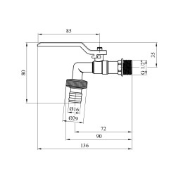 Кран для поливу Karro 1/2" PN40 з латунним з'єднанням для шлангу, нікельований KR-2001А