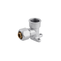 Коліно настінне металопластикове Karro 16х1/2" РВ нікельоване KR-0820 Коліно настінне металопластикове Karro 16х1/2" РВ нікельоване KR-0820