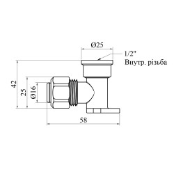 Коліно настінне металопластикове Karro 16х1/2" РВ нікельоване KR-0820 Коліно настінне металопластикове Karro 16х1/2" РВ нікельоване KR-0820