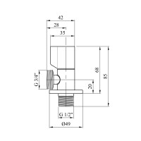 Кран приладовий для підключення Karro 1/2"x3/4" ЗЗ хромований KR-3120 New