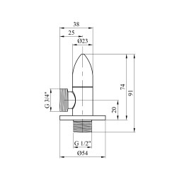 Кран приладовий для підключення Karro 1/2"х3/4" ЗЗ хромований KR-3111 Кран приладовий для підключення Karro 1/2"х3/4" ЗЗ хромований KR-3111