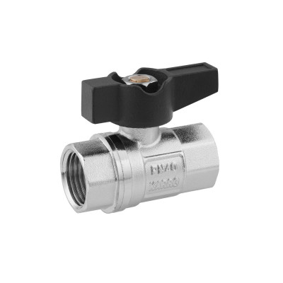 Кран кульовий Karro UNO 1/2" ВВ PN40 метелик, нікельований