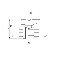 Кран кульовий Karro UNO 1/2" ВВ PN40 метелик, нікельований Кран кульовий Karro UNO 1/2" ВВ PN40 метелик, нікельований