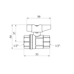 Кран кульовий Karro UNO 1/2" ВВ PN40 метелик, нікельований Кран кульовий Karro UNO 1/2" ВВ PN40 метелик, нікельований