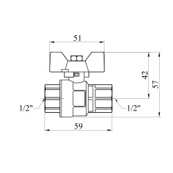 Кран кульовий Kroner 1/2" ВВ PN40 метелик, нікельований Кран кульовий Kroner 1/2" ВВ PN40 метелик, нікельований