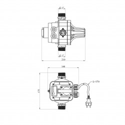 Реле тиску електронне із захистом від сухого ходу Forwater HS 8 з розеткою Реле тиску електронне із захистом від сухого ходу Forwater HS 8 з розеткою