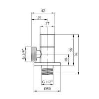 Кран приладовий для підключення Karro 1/2"х3/4" ЗЗ хромований KR-3123 Кран приладовий для підключення Karro 1/2"х3/4" ЗЗ хромований KR-3123