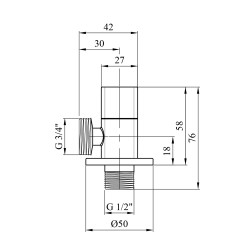 Кран приладовий для підключення Karro 1/2"х3/4" ЗЗ хромований KR-3123 Кран приладовий для підключення Karro 1/2"х3/4" ЗЗ хромований KR-3123