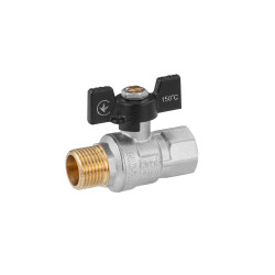 Кран кульовий Kroner 1/2" ВЗ PN40 метелик, нікельований Кран кульовий Kroner 1/2" ВЗ PN40 метелик, нікельований