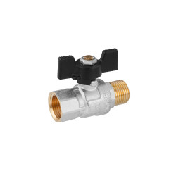 Кран кульовий Kroner 1/2" ВЗ PN40 метелик, нікельований Кран кульовий Kroner 1/2" ВЗ PN40 метелик, нікельований