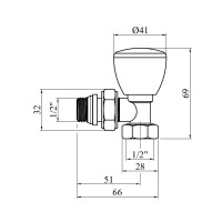 Кран радіаторний верхній кутовий Karro "Super" 1/2" ВЗ нікельований KR-319
