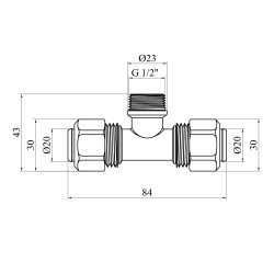 Трійник металопластиковий Karro 20х1/2"х20 РЗ нікельований KR-0711