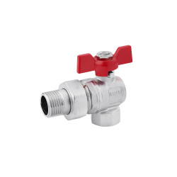 Кран-американка кульовий кутовий Karro "Standart+" 1" ВЗ PN40 метелик, нікельований