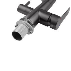 Комплект кухонна мийка Kroner Schwarze-7843ZHM PVD + змішувач Edelstahl Klassisch-PVD03817BLK + дозатор Spender-026