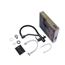 Комплект кухонна мийка Kroner Schwarze-7843ZHM PVD + змішувач Edelstahl Klassisch-PVD03817BLK + дозатор Spender-026