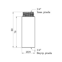 Подовжувач Karro 3/4" ВЗ, L=70 мм хромований KR-3209