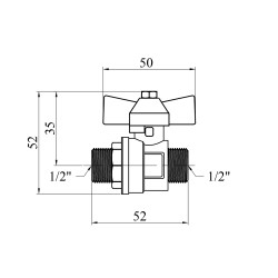 Кран кульовий Valves 1/2" ЗЗ PN30 синій метелик Кран кульовий Valves 1/2" ЗЗ PN30 синій метелик