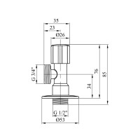 Кран приладовий для підключення Karro 1/2"х3/4" ЗЗ хромований KR-3019 Кран приладовий для підключення Karro 1/2"х3/4" ЗЗ хромований KR-3019
