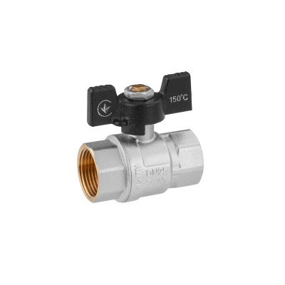 Кран кульовий Kroner 1" ВВ PN40 метелик, нікельований