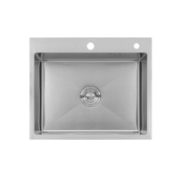 Комплект кухонна мийка Kroner Gebürstet-6050HM + змішувач Klassisch-ESG03815BLK + дозатор Spender-016