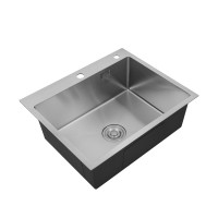 Комплект кухонна мийка Kroner Gebürstet-6050HM + змішувач Klassisch-ESG03815BLK + дозатор Spender-016