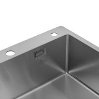 Комплект кухонна мийка Kroner Gebürstet-6050HM + змішувач Klassisch-ESG03815BLK + дозатор Spender-016