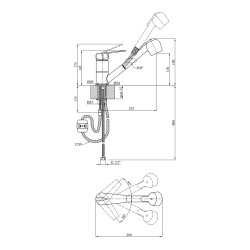 Змішувач для кухні з висувним виливом Kroner KRM Odra - C030-T Змішувач для кухні з висувним виливом Kroner KRM Odra - C030-T