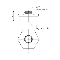 Перехідник Karro 2"х3/4" ВЗ нікельований KR-3117 Перехідник Karro 2"х3/4" ВЗ нікельований KR-3117