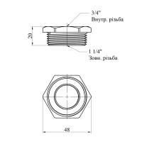 Футорка Karro 1 1/4"х3/4" ЗВ нікельована KR-3115 Футорка Karro 1 1/4"х3/4" ЗВ нікельована KR-3115