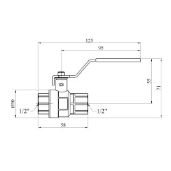 Кран кульовий Kroner 1/2" ВВ PN40 ручка, нікельований Кран кульовий Kroner 1/2" ВВ PN40 ручка, нікельований