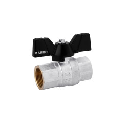 Кран кульовий Karro "Premium" 3/4" ВВ PN40 метелик, нікельований