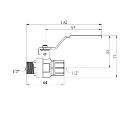 Кран кульовий Kroner 1/2" ВЗ PN40 ручка, нікельований Кран кульовий Kroner 1/2" ВЗ PN40 ручка, нікельований