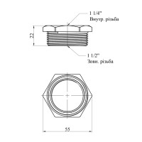 Футорка Karro 1 1/2"х1 1/4" ЗВ нікельована KR-3115 Футорка Karro 1 1/2"х1 1/4" ЗВ нікельована KR-3115