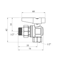 Кран-американка кульовий кутовий Karro "Uno Black" 1/2" ВЗ PN40 метелик Кран-американка кульовий кутовий Karro "Uno Black" 1/2" ВЗ PN40 метелик